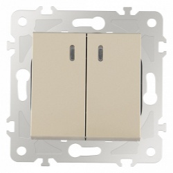 Выключатель двухклавишный с подсветкой без рамки Arte Milano 203 203.31-2.shampan в интернет-магазине "Галерея света"