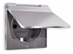Накладка для розетки влагозащищенной с заземлением и со шторками с крышкой Ambrella Volt ALFA AP5080 в интернет-магазине "Галерея света"