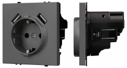 Розетка с заземлением и со шторкой и 2хUSB type A, без рамки Arlight NOBE 054291(1) в интернет-магазине "Галерея света"