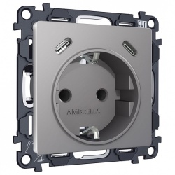 Розетка с заземлением и 2хUSB type C, без рамки Ambrella Volt ALFA MA510510 в интернет-магазине "Галерея света"
