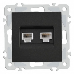 Розетка двойная RJ-11 и Ethernet RJ-45, без рамки Arte Milano am-206 206.44-1.black в интернет-магазине "Галерея света"