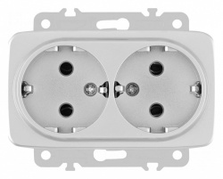 Розетка двойная с заземлением, без рамки Arte Milano am-205 205.40-2.silver в интернет-магазине "Галерея света"