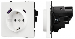 Розетка с заземлением и со шторкой и 2хUSB type A и C, без рамки Arlight NOBE 054284(1) в интернет-магазине "Галерея света"