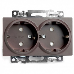 Розетка двойная с заземлением и со шторкой, без рамки Stekker Катрин 49030 в интернет-магазине "Галерея света"