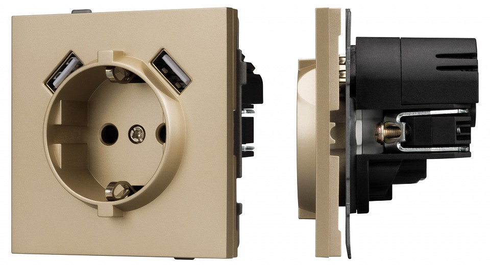 Розетка с заземлением и 2хUSB type A, без рамки Arlight SCT-TENDO 054604 в интернет-магазине "Галерея света"