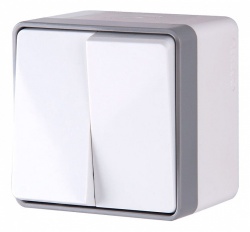 Выключатель двухклавишный влагозащищенный Werkel Gallant (белая) WL15-03-02 в интернет-магазине "Галерея света"