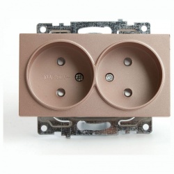Розетка двойная без заземления и со шторкой, без рамки Stekker Катрин 39597 в интернет-магазине "Галерея света"