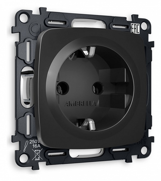Розетка с заземлением, без рамки Ambrella Volt OMEGA MO806010 в интернет-магазине "Галерея света"
