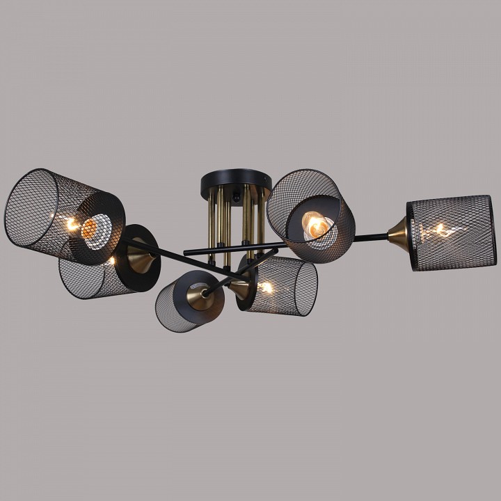 Люстра на штанге  38460-0.3-06 BK+COPPER в интернет-магазине "Галерея света"