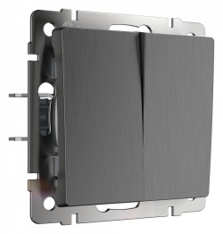 Выключатель проходной двухклавишный без рамки Werkel графит рифленый W1122004 в интернет-магазине "Галерея света"