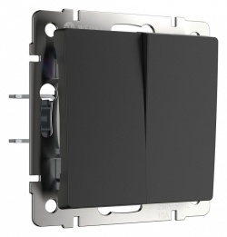 Выключатель проходной двухклавишный без рамки Werkel черный матовый W1122008 в интернет-магазине "Галерея света"