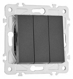 Выключатель трехклавишный без рамки Arte Milano 203 203.30-3.black в интернет-магазине "Галерея света"