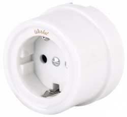 Розетка с заземлением, без рамки Werkel Ретро (белый) W5671001 в интернет-магазине "Галерея света"