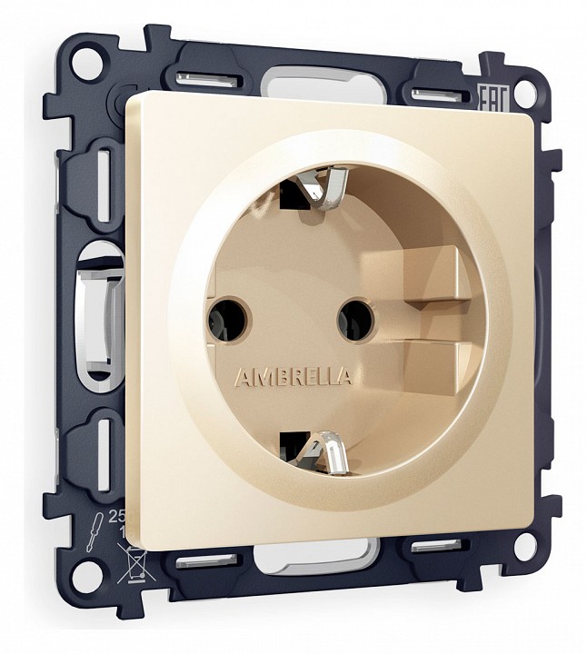 Розетка с заземлением, без рамки Ambrella Volt ALFA MA606010 в интернет-магазине "Галерея света"
