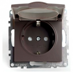 Розетка с заземлением и со шторкой, без рамки с крышкой Stekker Катрин 49029 в интернет-магазине "Галерея света"