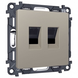 Розетка двойная Ethernet RJ-45 и со шторками, без рамки Ambrella Volt ALFA MA372110 в интернет-магазине "Галерея света"