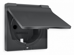 Накладка для розетки влагозащищенной с заземлением и со шторками с крышкой Ambrella Volt ALFA AP9080 в интернет-магазине "Галерея света"