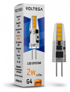 Лампа светодиодная Voltega Capsule G4 G4 2Вт 2800K 7142 в интернет-магазине "Галерея света"