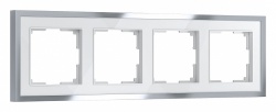 Рамка на 4 поста Werkel Baguette (белый/серебро) W0042850 в интернет-магазине "Галерея света"