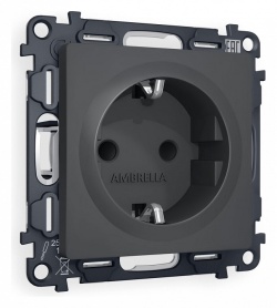 Розетка с заземлением и со шторкой, без рамки Ambrella Volt ALFA MA907010 в интернет-магазине "Галерея света"