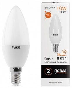 Лампа светодиодная Gauss Led Elementary Candle E14 10Вт 3000K 33110 в интернет-магазине "Галерея света"