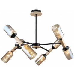 Люстра на штанге Imex MD.5495 MD.5495-8-S-BK+WOOD в интернет-магазине "Галерея света"
