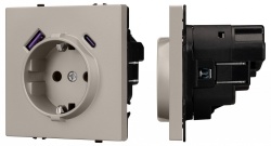 Розетка с заземлением и 2хUSB type A и C, без рамки Arlight SCT-NOBE 059444 в интернет-магазине "Галерея света"
