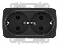 Розетка двойная с заземлением, без рамки Arte Milano am-205 205.40-2.black в интернет-магазине "Галерея света"
