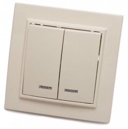 Выключатель двухклавишный с подсветкой Stekker Эрна 39229 в интернет-магазине "Галерея света"