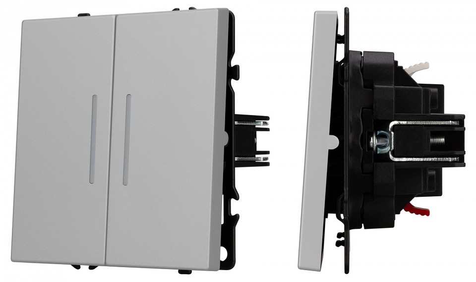 Выключатель проходной двухклавишный с подсветкой без рамки Arlight SWT-NOBE 059415 в интернет-магазине "Галерея света"