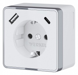 Розетка с заземлением и со шторками и USB Werkel Gallant (белая) W5071701 в интернет-магазине "Галерея света"