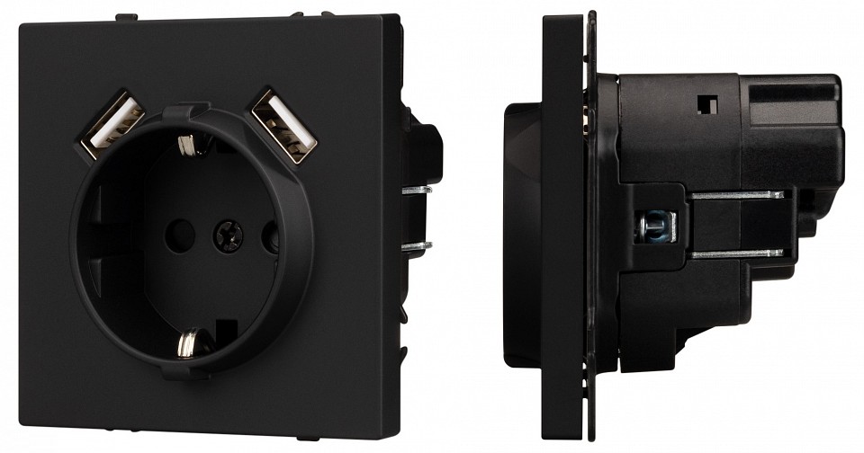 Розетка с заземлением и со шторкой и 2хUSB type A, без рамки Arlight NOBE 054289(1) в интернет-магазине "Галерея света"