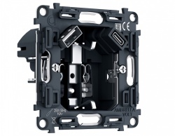 Механизм розетки с заземлением и 2хUSB type A и C Ambrella Volt VM PR160 в интернет-магазине "Галерея света"