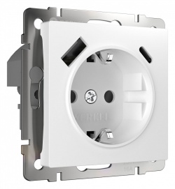 Розетка с заземлением и со шторками и USB, без рамки Werkel белый W1171701 в интернет-магазине "Галерея света"