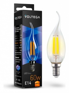 Лампа светодиодная Voltega Candle wind 6W E14 6Вт 2800K 7017 в интернет-магазине "Галерея света"