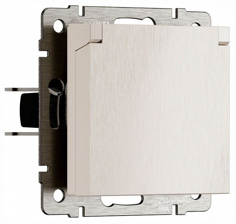 Розетка влагозащищенная с заземлением и со шторкой, без рамки с крышкой Werkel перламутровый рифленый W1171213 в интернет-магазине "Галерея света"