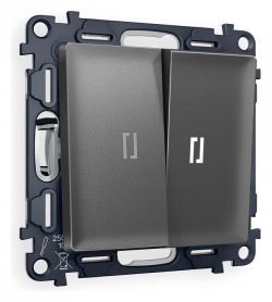 Выключатель проходной двухклавишный с подсветкой Ambrella Volt ALFA MA654035 в интернет-магазине "Галерея света"