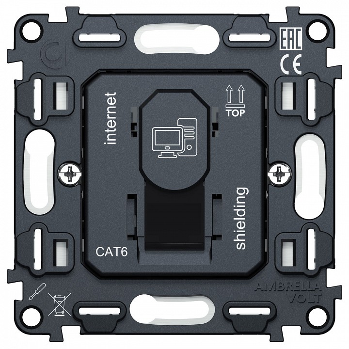 Механизм розетки телефонной RJ-11 со шторкам Ambrella Volt QUANT VM185 в интернет-магазине "Галерея света"
