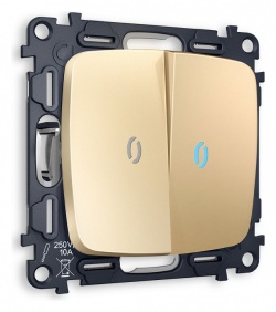 Выключатель проходной двухклавишный с подсветкой без рамки Ambrella Volt OMEGA MO604040 в интернет-магазине "Галерея света"