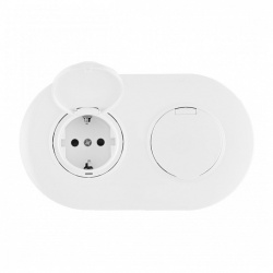 Розетка с заземлением и шторкой, с крышкой Arte Milano SET08-2 SET08-2-41-1x2 white в интернет-магазине "Галерея света"