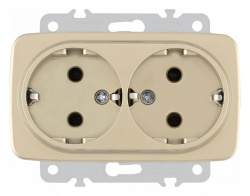 Розетка двойная с заземлением, без рамки Arte Milano am-205 205.40-2.shampan в интернет-магазине "Галерея света"