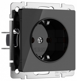 Розетка с заземлением, без рамки Werkel черный акрил W1171048 в интернет-магазине "Галерея света"