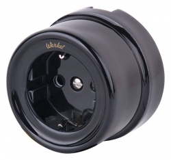 Розетка с заземлением Werkel Ретро (черный) W5671008 в интернет-магазине "Галерея света"