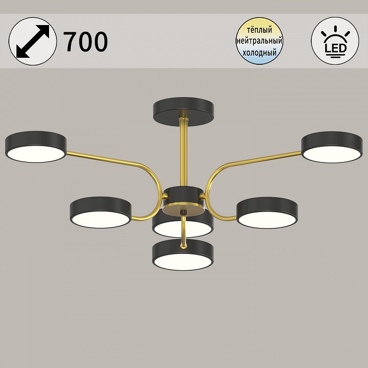 Люстра на штанге 03325-0.3-06 BK+COPPER в интернет-магазине "Галерея света"