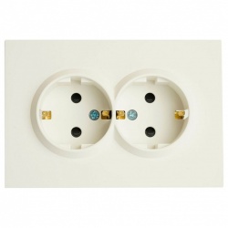 Розетка двойная с заземлением и со шторкой Stekker Эмили 49882 в интернет-магазине "Галерея света"