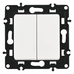 Выключатель проходной двухклавишный без рамки Arte Milano 217 217.32-2.white в интернет-магазине "Галерея света"