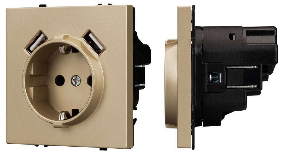 Розетка с заземлением и со шторкой и 2хUSB type A, без рамки Arlight NOBE 054290(1) в интернет-магазине "Галерея света"