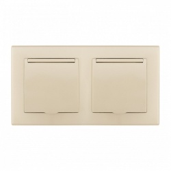 Розетка влагозащищенная с заземлением и со шторкой с крышкой Arte Milano SET06-2 SET06-2-41-1x2 shampan в интернет-магазине "Галерея света"