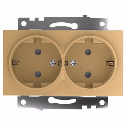 Розетка двойная с заземлением и со шторкой, без рамки Stekker Катрин 49226 в интернет-магазине "Галерея света"