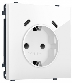 Розетка с заземлением и со шторкой и 2хUSB C, без рамки Ambrella Volt MS MS110510 в интернет-магазине "Галерея света"